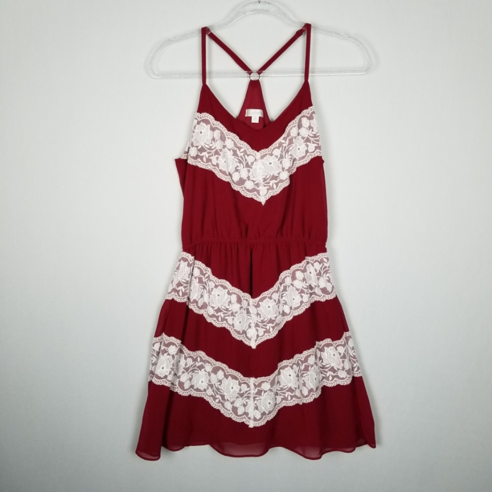 Charming Charlie Lace Dress - Red/White - Size S